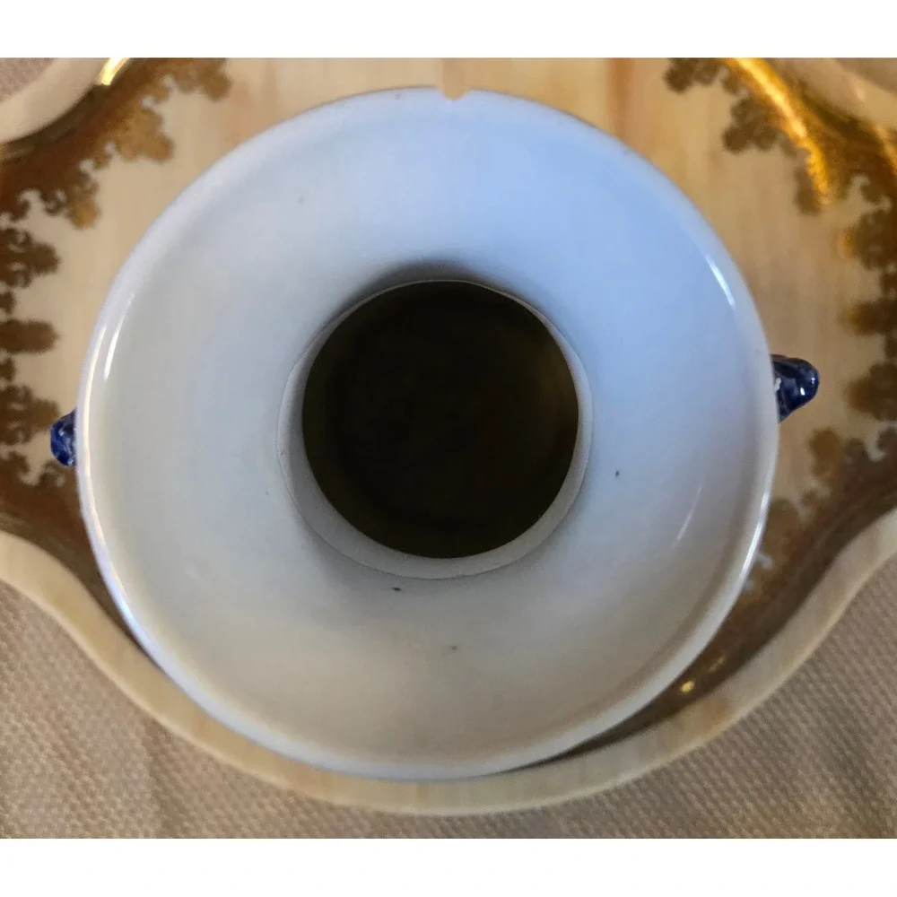 Vintage Chinese Blue White Porcelain Dragon Phoenix Vase Dragon Handles 10